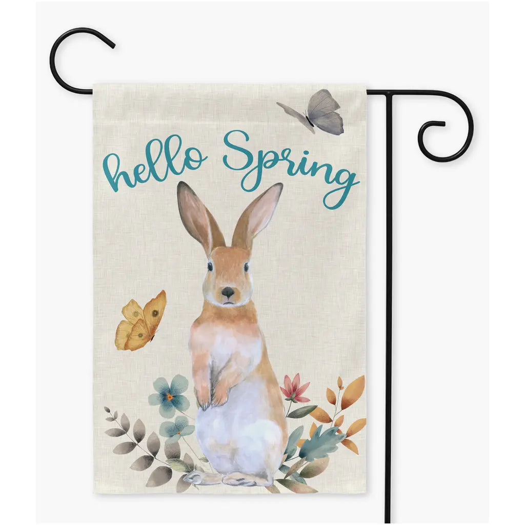 Hello Spring Bunny Garden Flag, Easter Flag Amazing Faith Designs