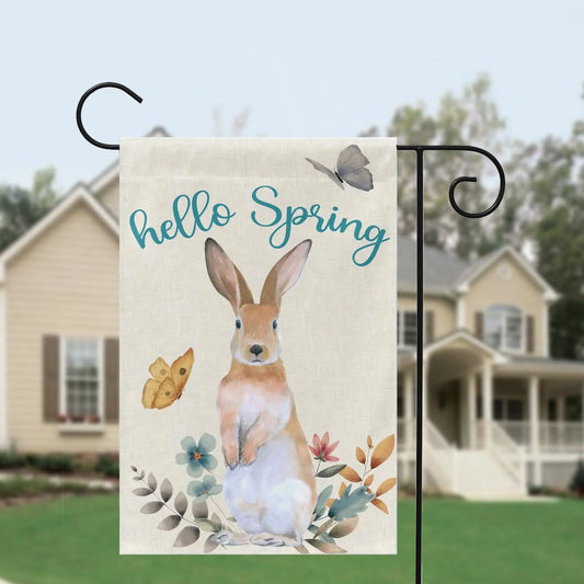 Hello Spring Bunny Garden Flag, Easter Flag Amazing Faith Designs