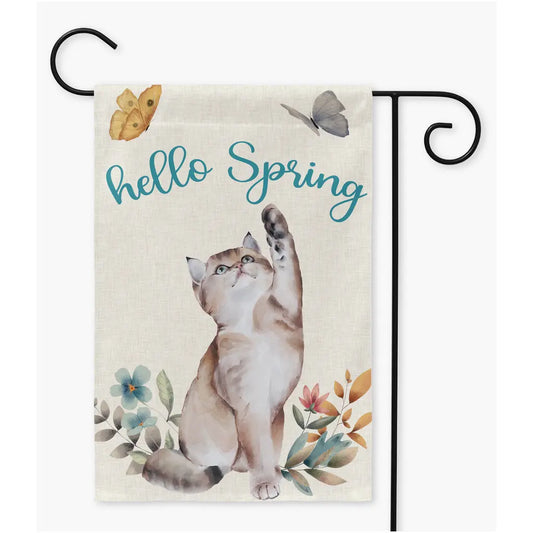 Hello Spring Kitten Garden Flag, Easter Flag Amazing Faith Designs