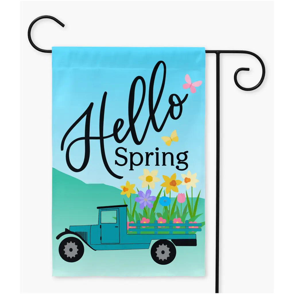 Hello Spring Truck Garden Flag Amazing Faith Designs