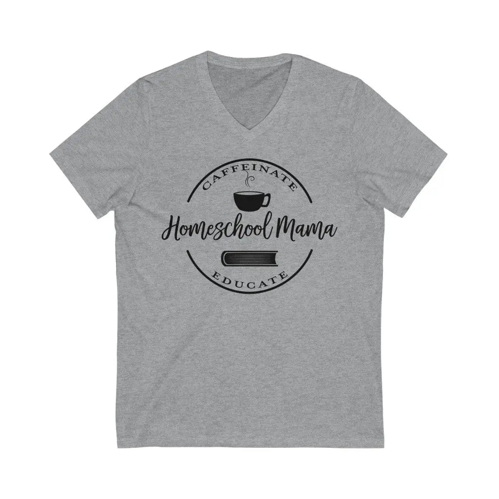 Homeschool Mama Short Sleeve V-Neck Tee Printify