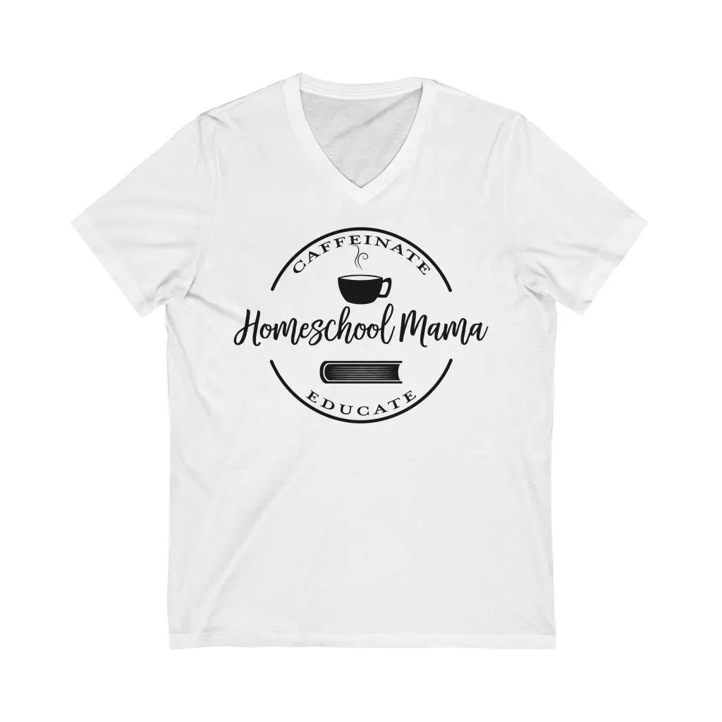 Homeschool Mama Short Sleeve V-Neck Tee Printify