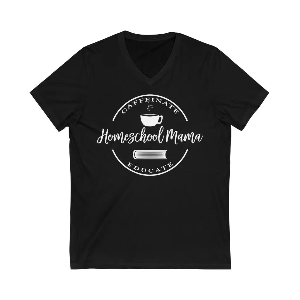 Homeschool Mama Short Sleeve V-Neck Tee Printify