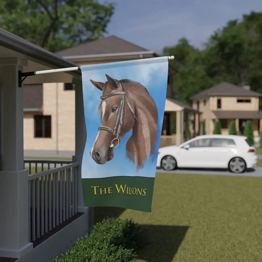 Horse Farm Personalized Family Name House Flag Banner | 3 x 5 Printify