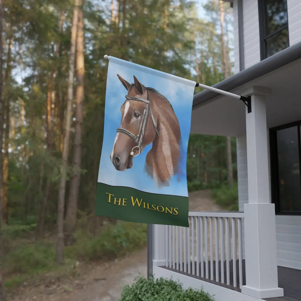 Horse Farm Personalized Family Name House Flag Banner | 3 x 5 Printify