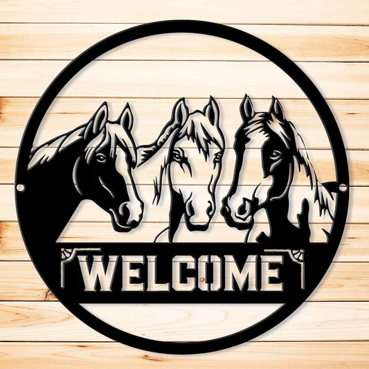 Horse Welcome Metal Sign, Horse Farm Sign teelaunch