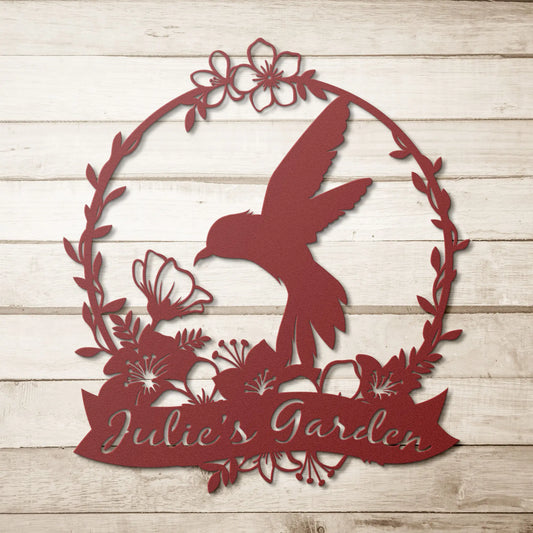 Hummingbird Garden Metal Sign teelaunch