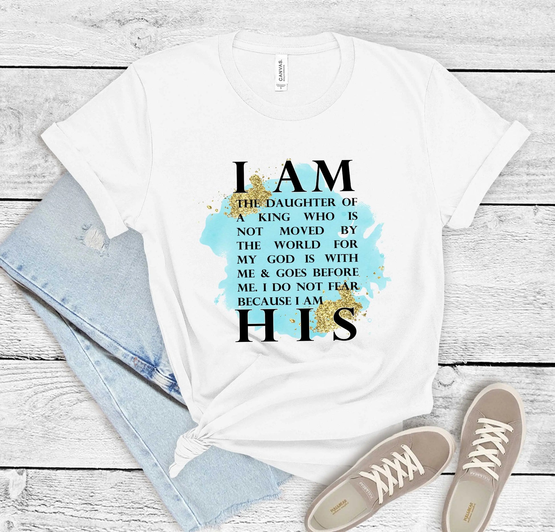 I Am His Christian Short Sleeve Tee | Daughter of the King Shirt Printify