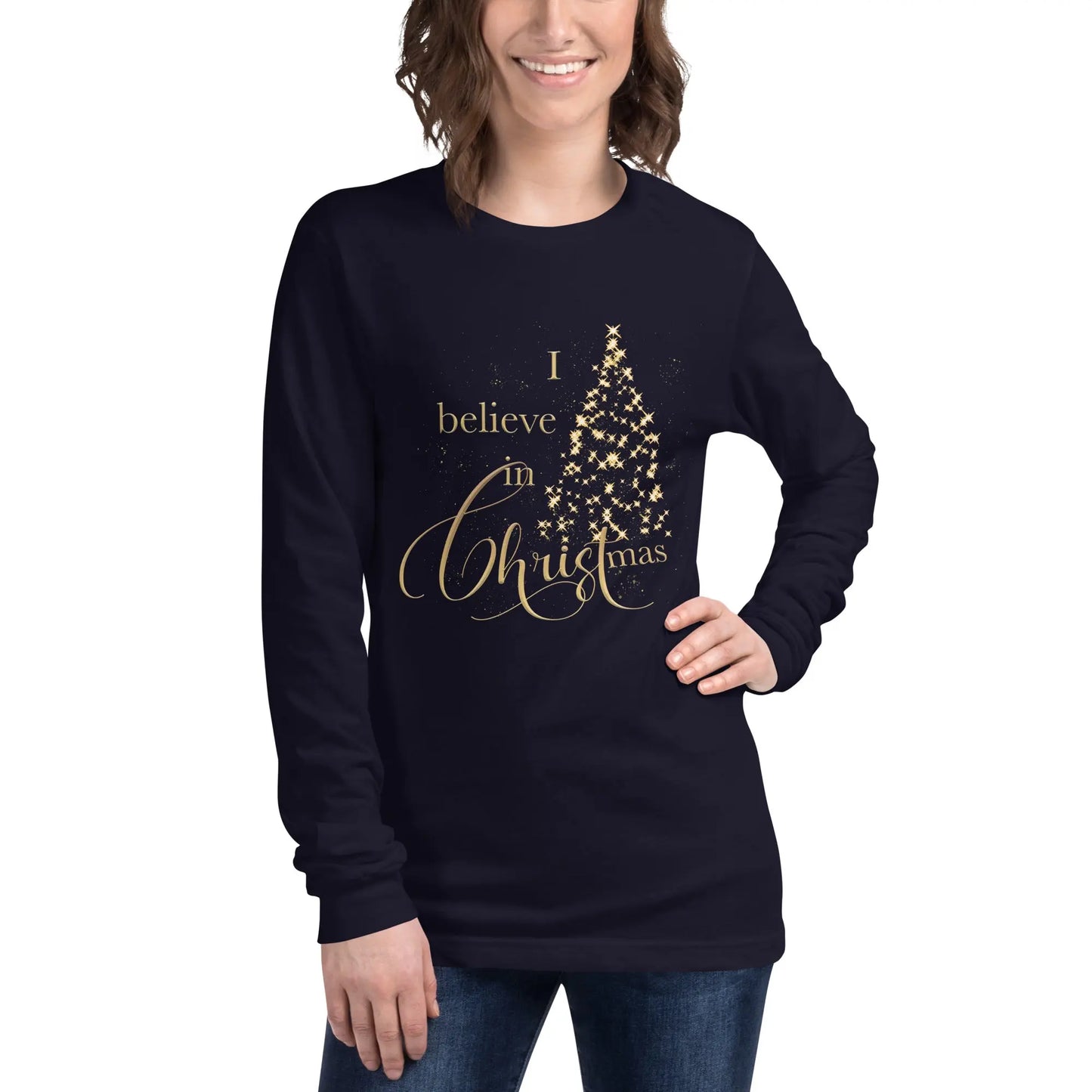 I Believe in Christmas Unisex Long Sleeve Tee Amazing Faith Designs