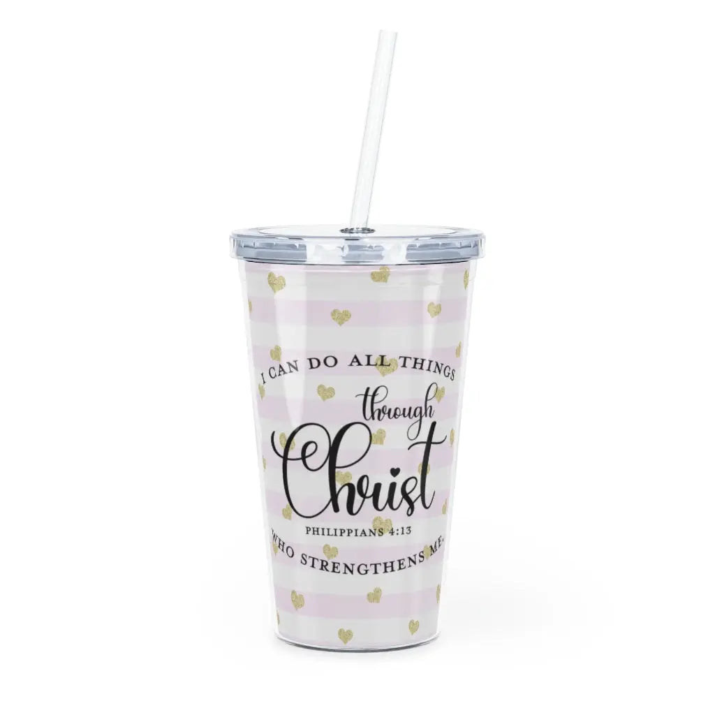 I Can Do All Things Plastic Tumbler with Straw Printify