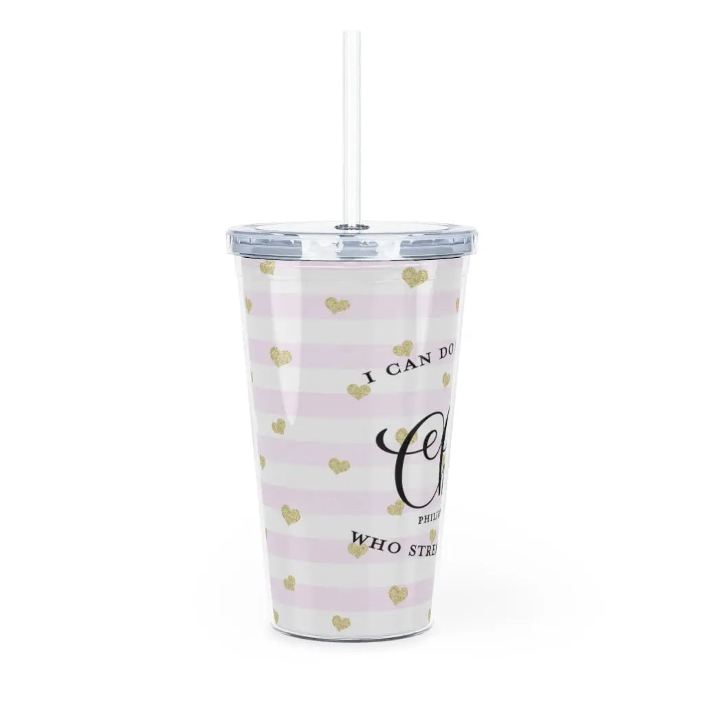 I Can Do All Things Plastic Tumbler with Straw Printify