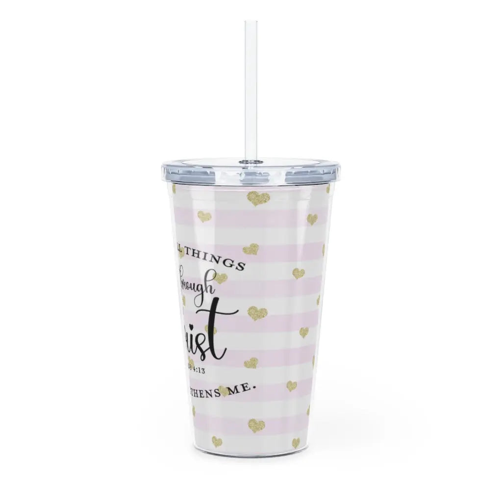 I Can Do All Things Plastic Tumbler with Straw Printify