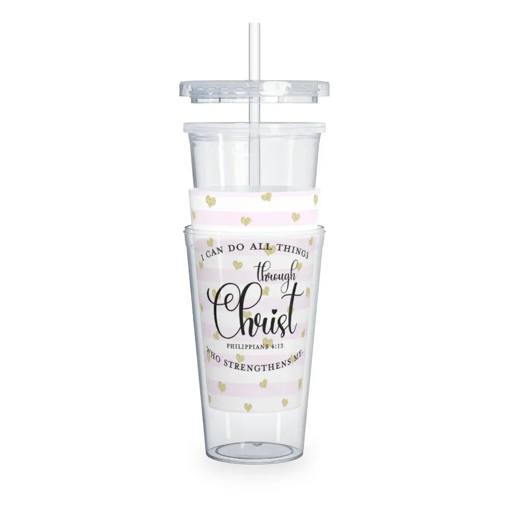 I Can Do All Things Plastic Tumbler with Straw Printify