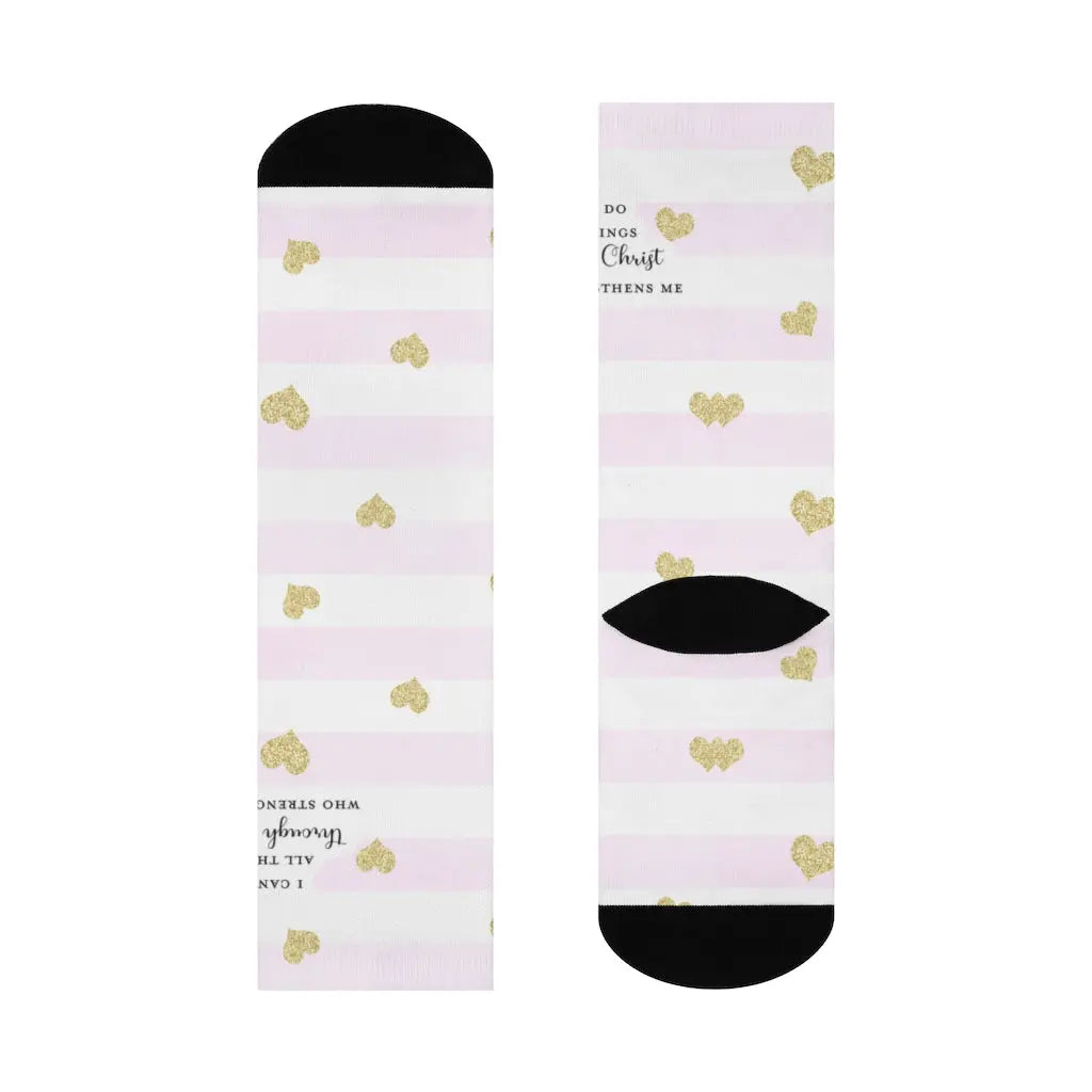 Scripture Socks I Can Do All Things Scripture Socks Pink Stripe | Christian Socks ...