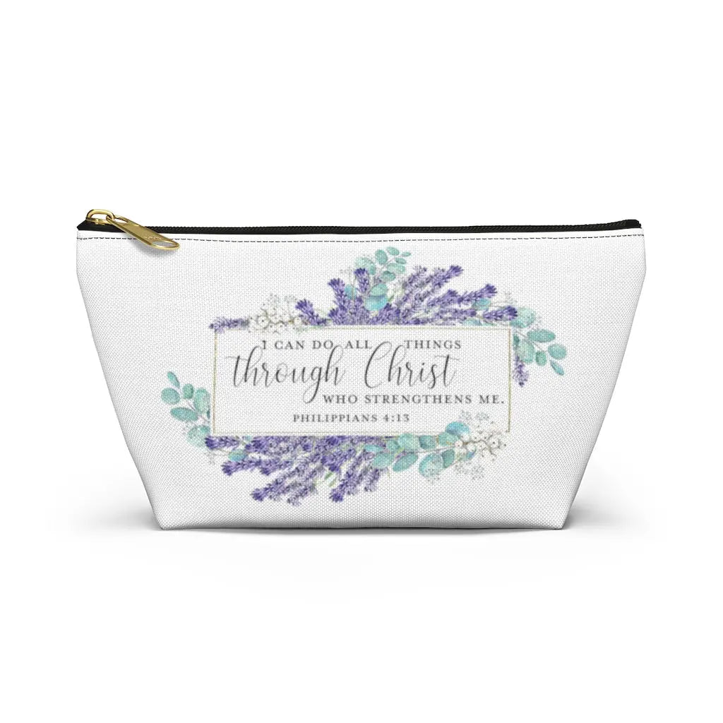 I Can Do All Things Through Christ Makeup Accessory Pouch w T-bottom Printify