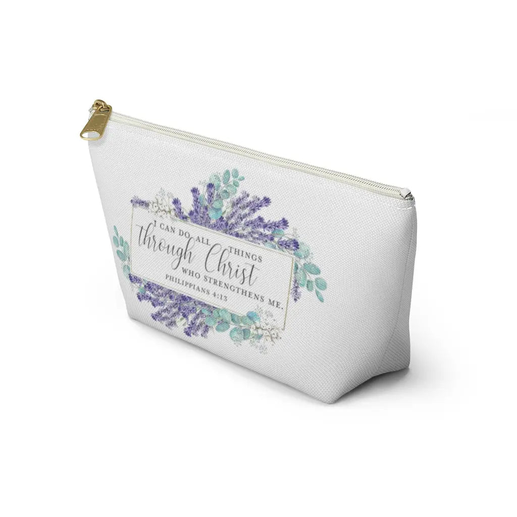 I Can Do All Things Through Christ Makeup Accessory Pouch w T-bottom Printify