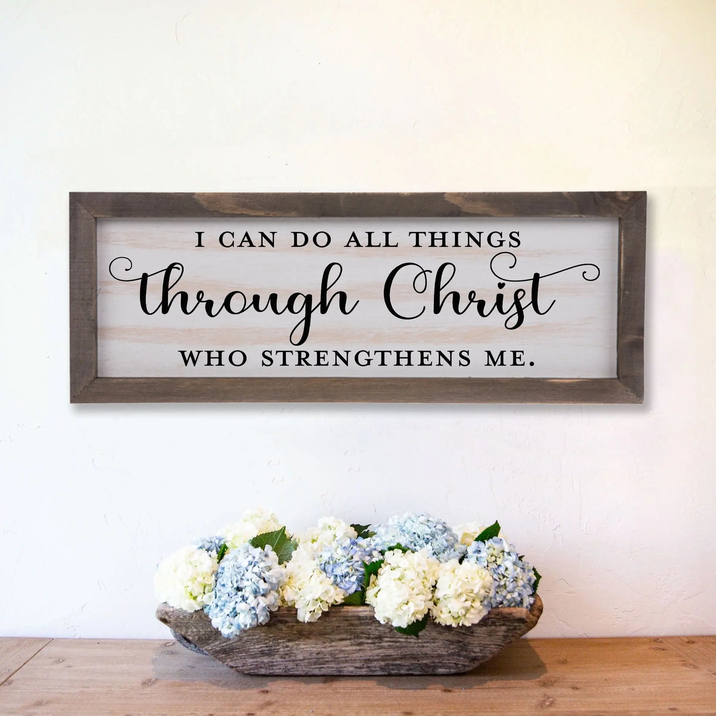 I Can Do All Things Through Christ Who Gives Me Strength Rustic Whitewash Wood Frame Scripture Sign | 5.5" x 15" Farmhouse Decor amazingfaithdesigns