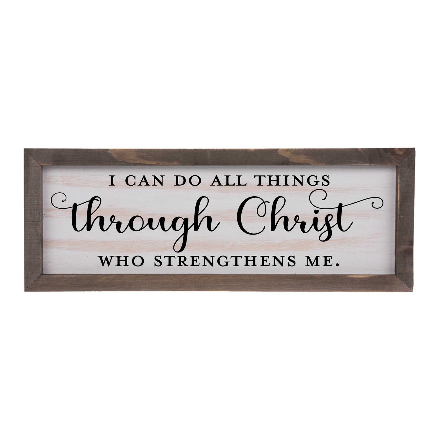 I Can Do All Things Through Christ Who Gives Me Strength Rustic Whitewash Wood Frame Scripture Sign | 5.5" x 15" Farmhouse Decor amazingfaithdesigns