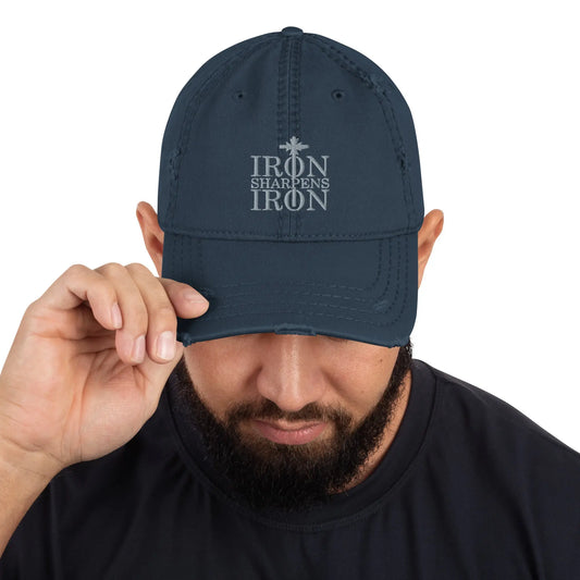 Iron Sharpens Iron Distressed Dad Hat Amazing Faith Designs