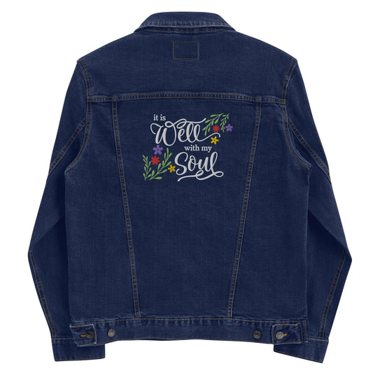 It is Well With My Soul Embroidered Denim Jacket Amazing Faith Designs
