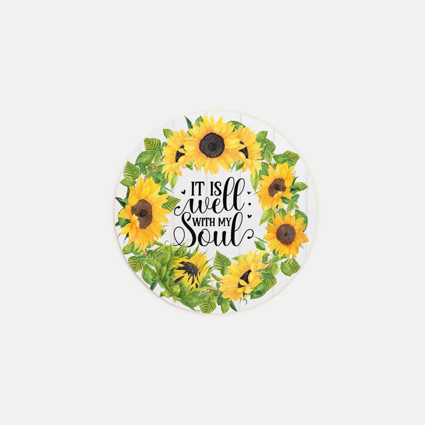 It is Well with My Soul Sunflowers Wood Sign (Round) Amazing Faith Designs