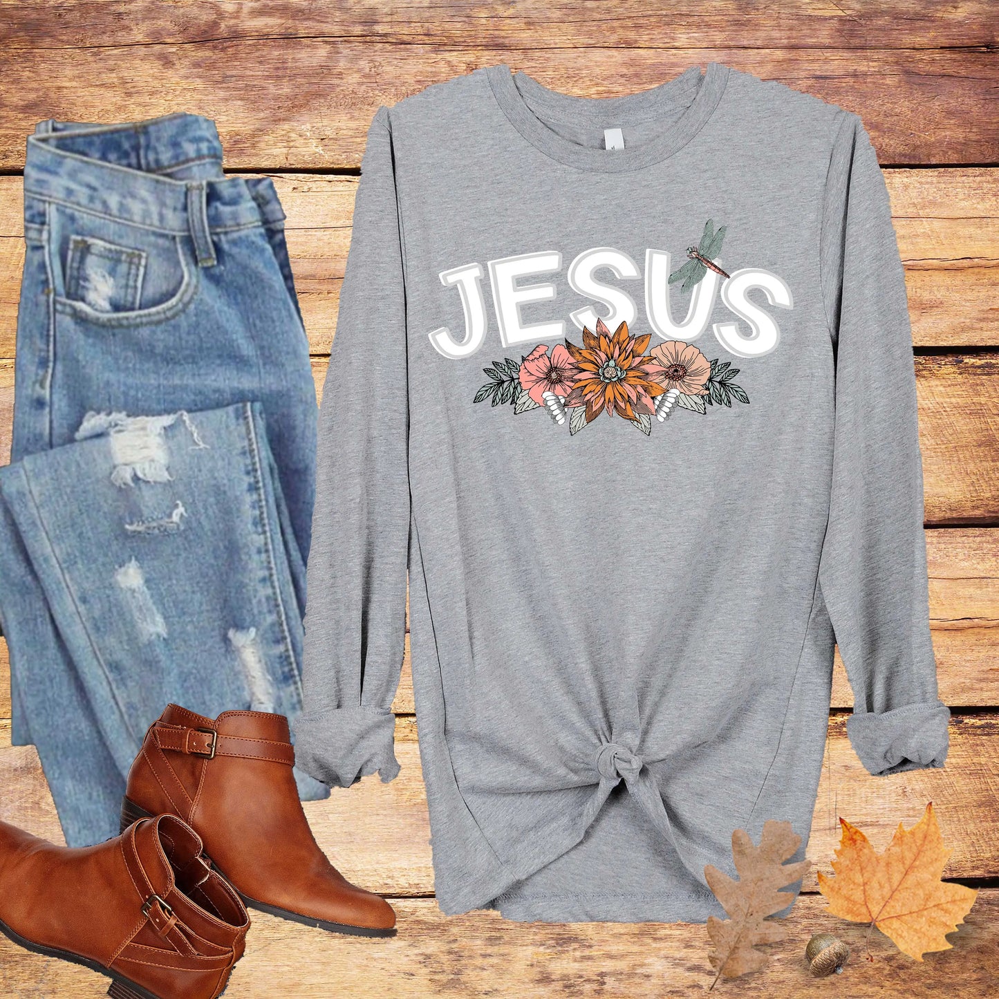 Jesus Retro Flowers Long Sleeve Shirt Amazing Faith Designs