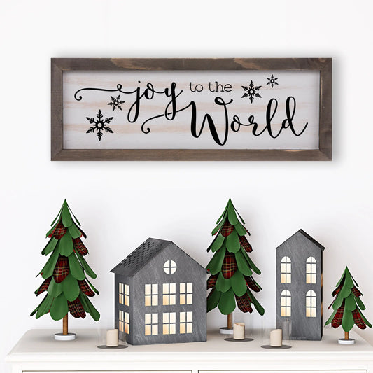 Joy to the World Rustic Whitewashed Wood Frame Sign | 5.5" x 15" Farmhouse Decor | Christmas Wood Decor amazingfaithdesigns