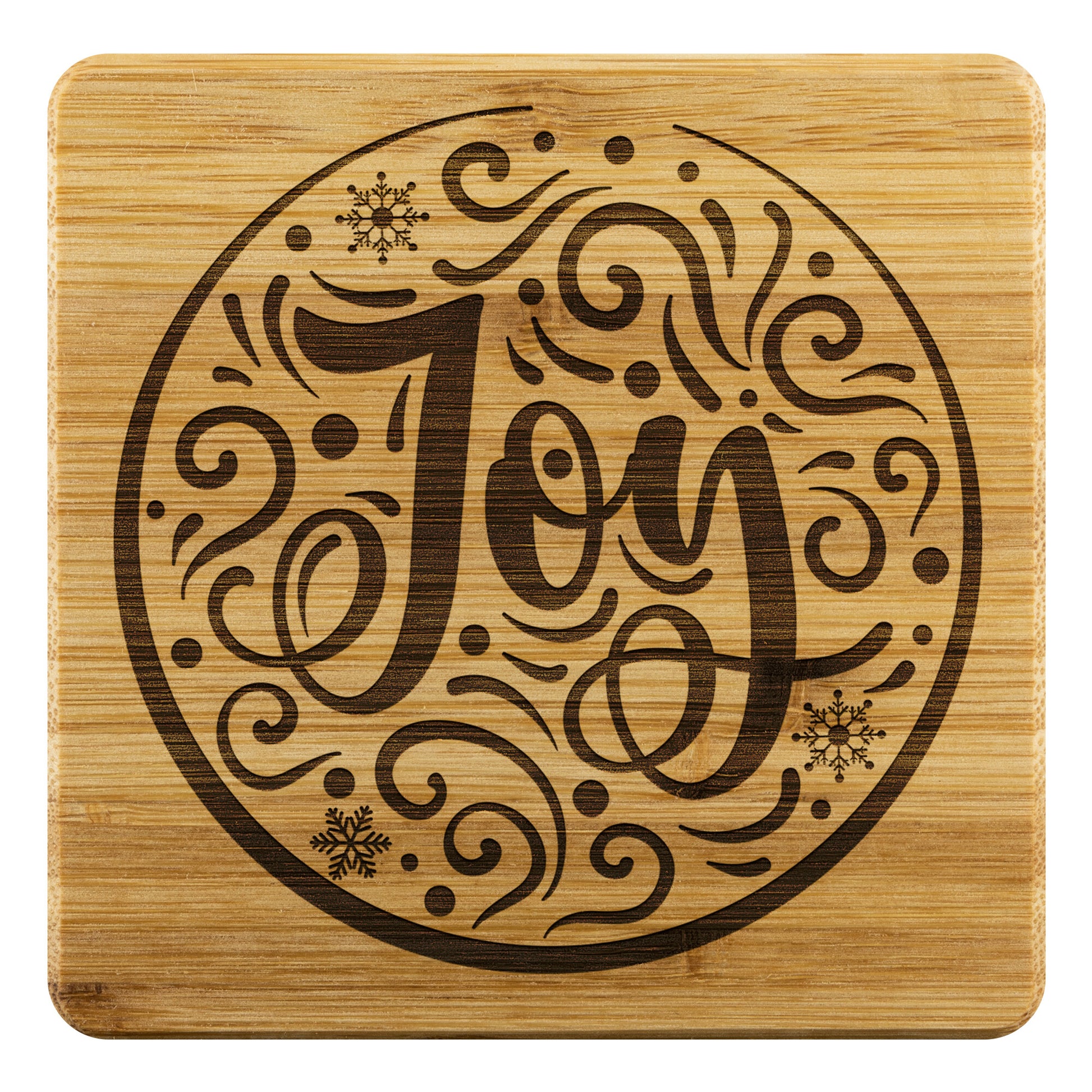 Joy Christmas Bamboo Coasters - Set of 4, Christmas Coasters - Amazing Faith Designs