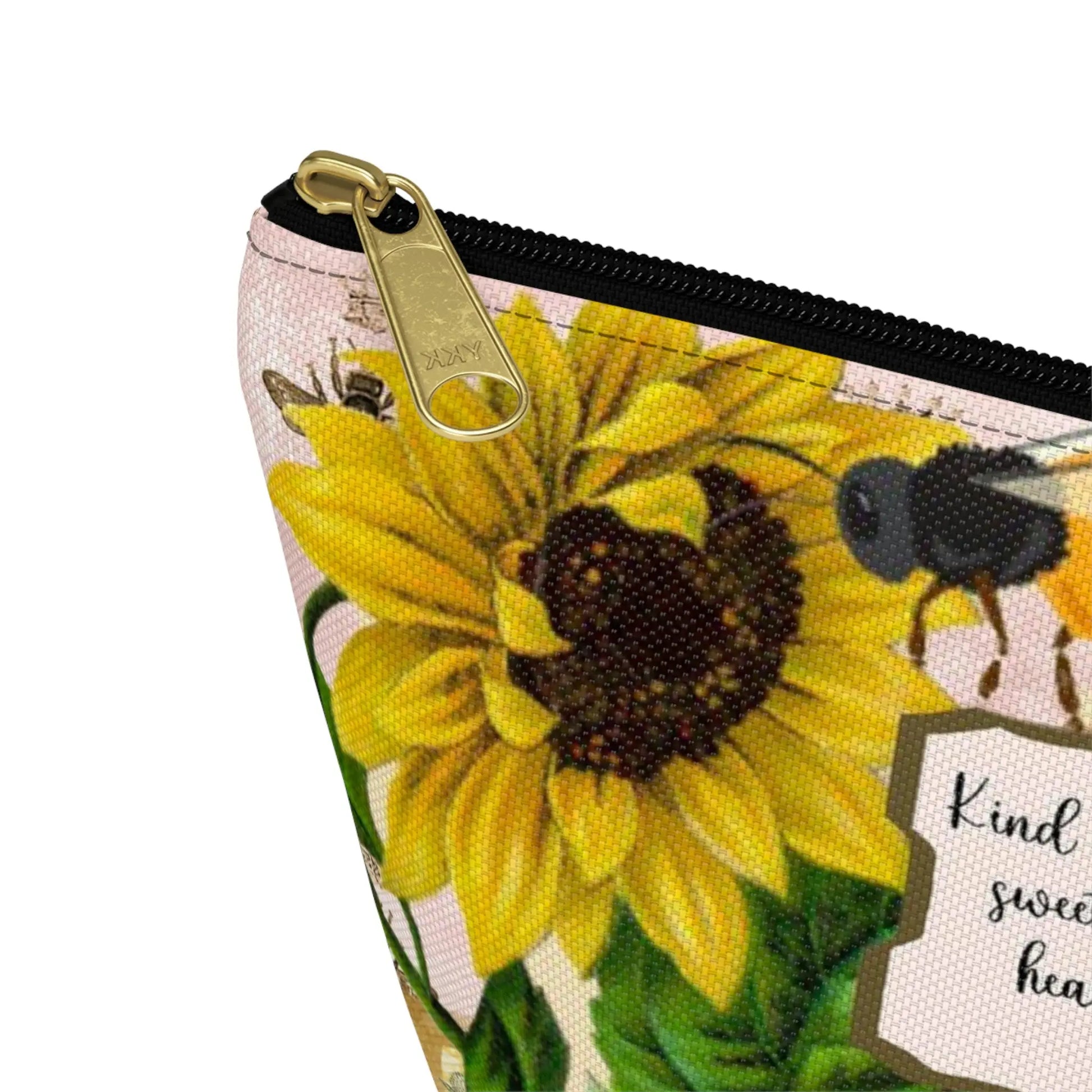 Kind Words are Like Honey Makeup Accessory Pouch w T-bottom - Vintage Honey Bee Printify