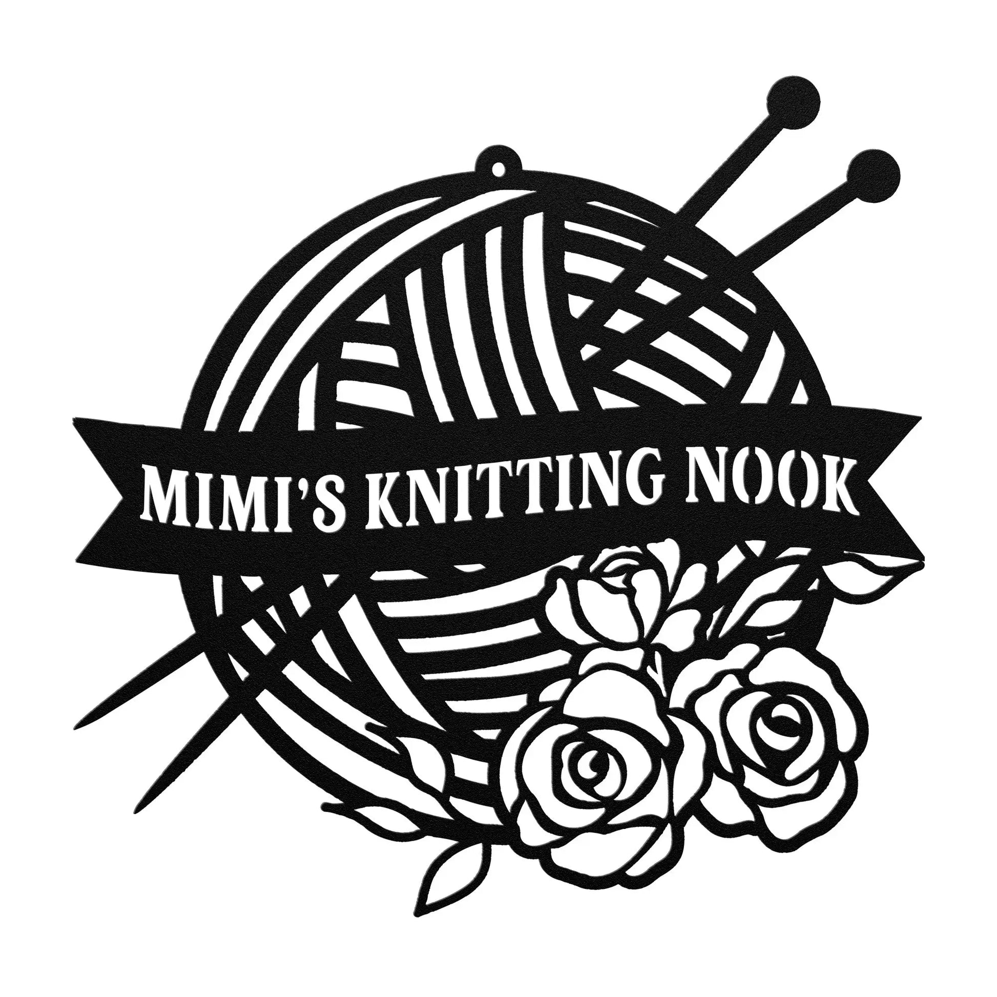 Knitting Nook Metal Sign - Personalized, Mimi, Grandma, Nana, Name Knitting Wall Art, Crochet Decor, Knitter Gift teelaunch