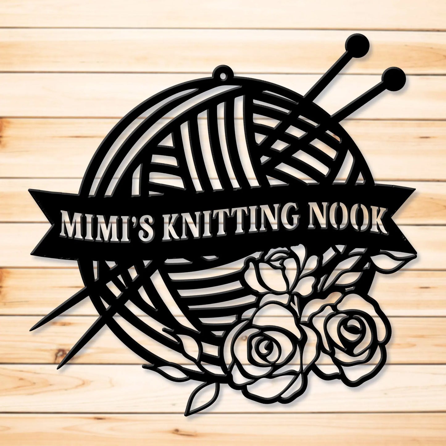 Knitting Nook Metal Sign - Personalized, Mimi, Grandma, Nana, Name Knitting Wall Art, Crochet Decor, Knitter Gift teelaunch