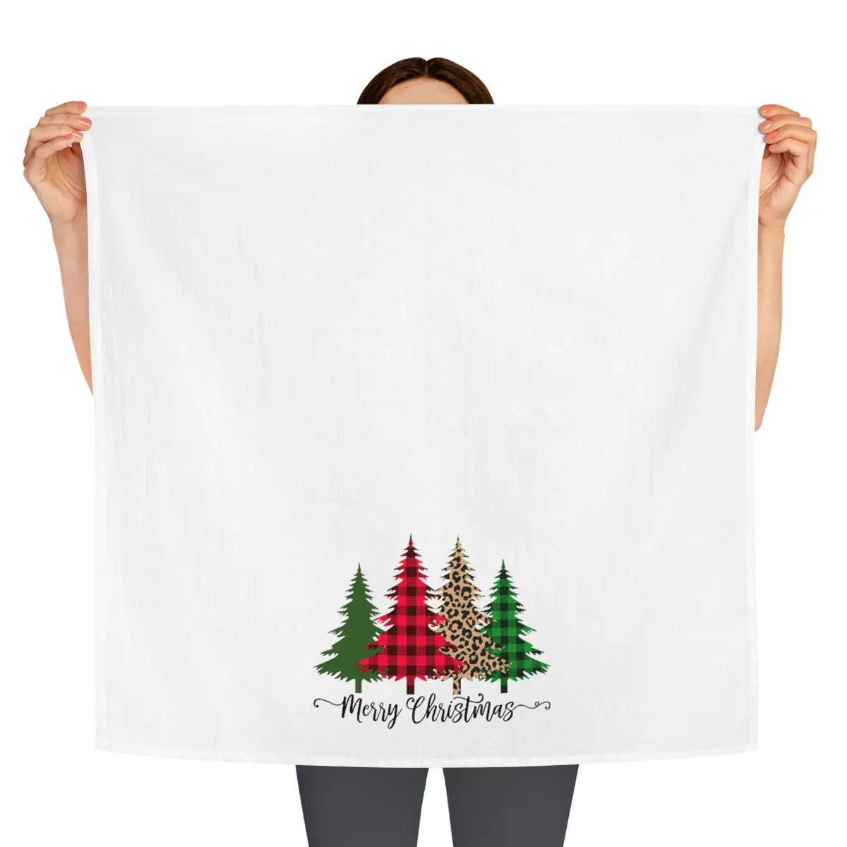 Leopard Christmas Tree Tea Towel, Holiday Kitchen Towel, Christmas Dish Towel, Cute Christmas Kitchen Towel Printify
