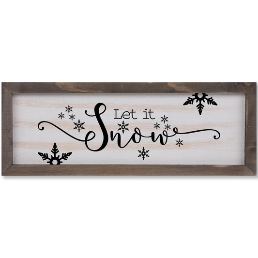 Let it Snow Rustic Whitewashed Wood Frame Sign | 5.5" x 15" Farmhouse Decor | Winter Wood Decor amazingfaithdesigns
