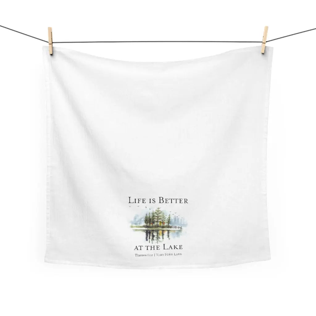 Life is Better at the Lake Tea Towel, Personalized Kitchen Towel, Lake Dish Towel, Cute Kitchen Towel, Christian Gift Printify