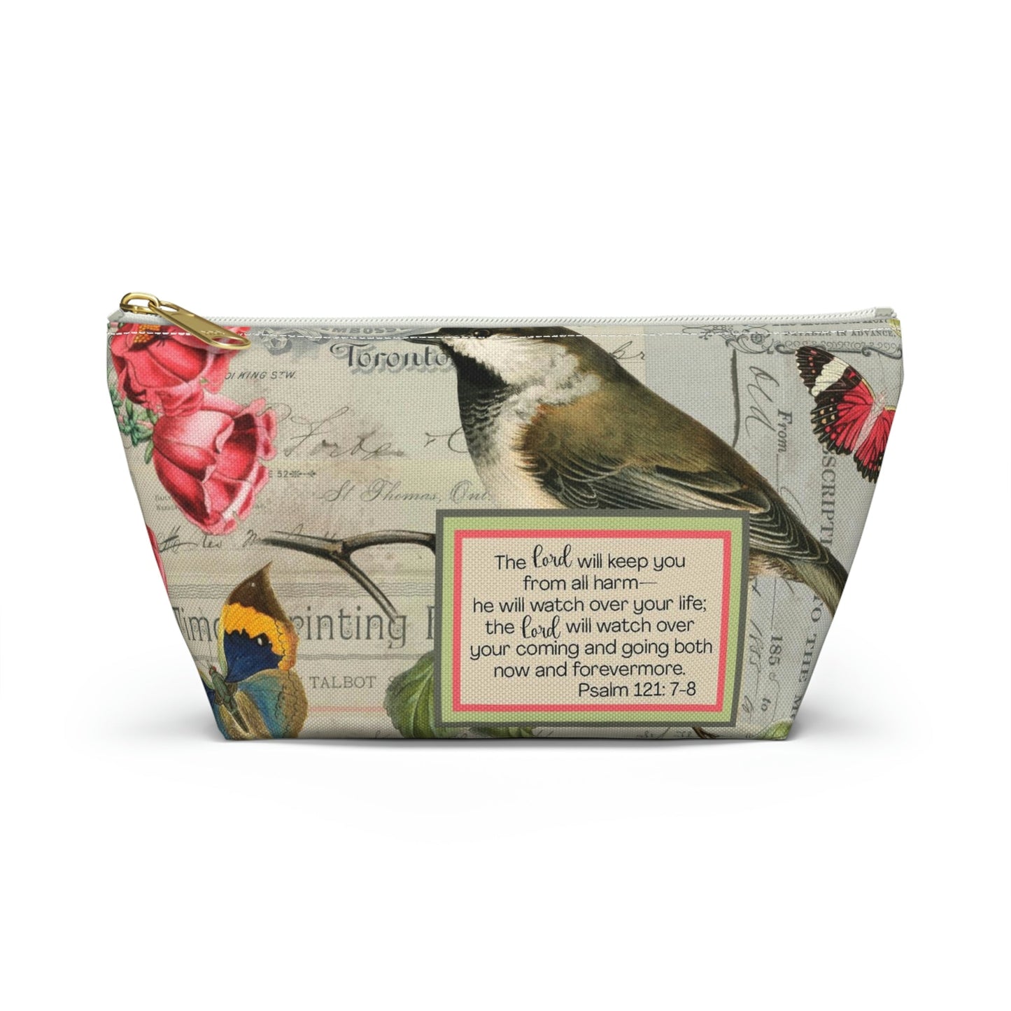 Lord Will Keep You Makeup Accessory Pouch w T-bottom - Vintage Birds Printify