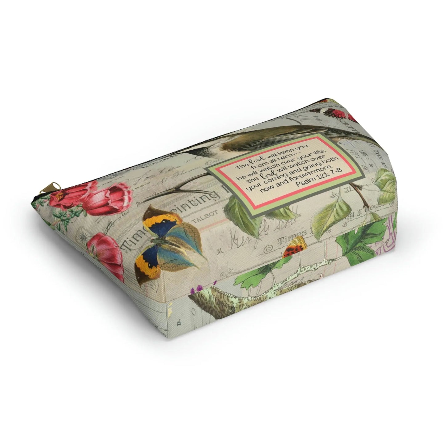 Lord Will Keep You Makeup Accessory Pouch w T-bottom - Vintage Birds Printify