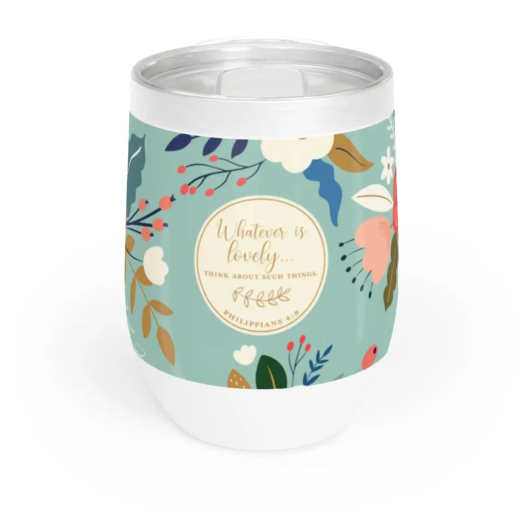 Lovely Floral Scripture Chill Wine Tumbler 12 oz Printify