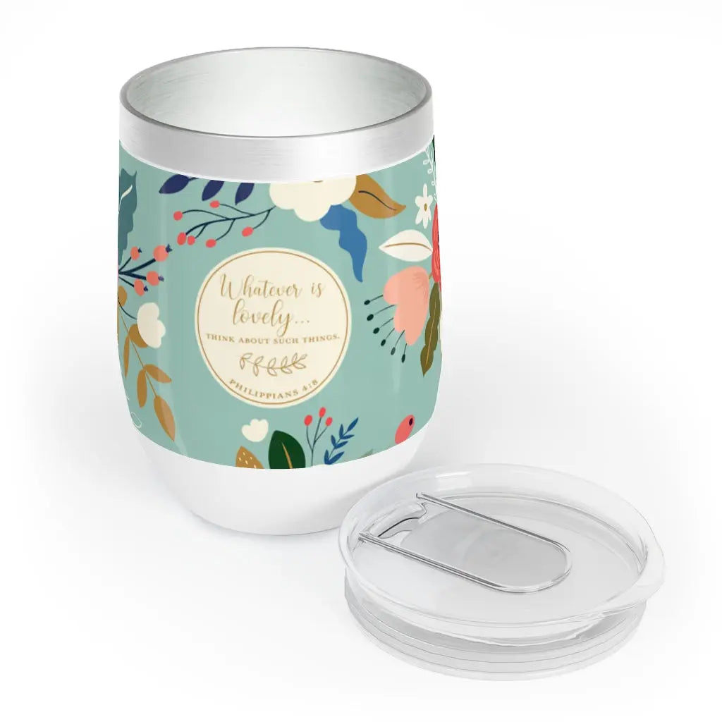 Lovely Floral Scripture Chill Wine Tumbler 12 oz Printify