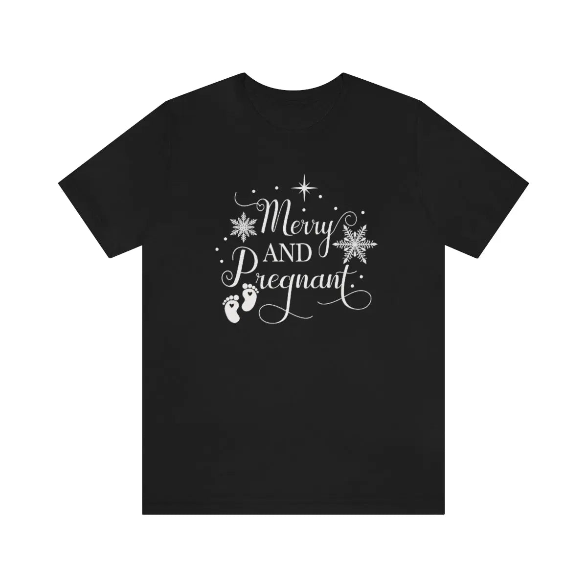 Merry and Pregnant Tee, Christmas Pregnancy Shirt, Pregnancy Announcement Tee, Holiday Maternity Shirt Printify