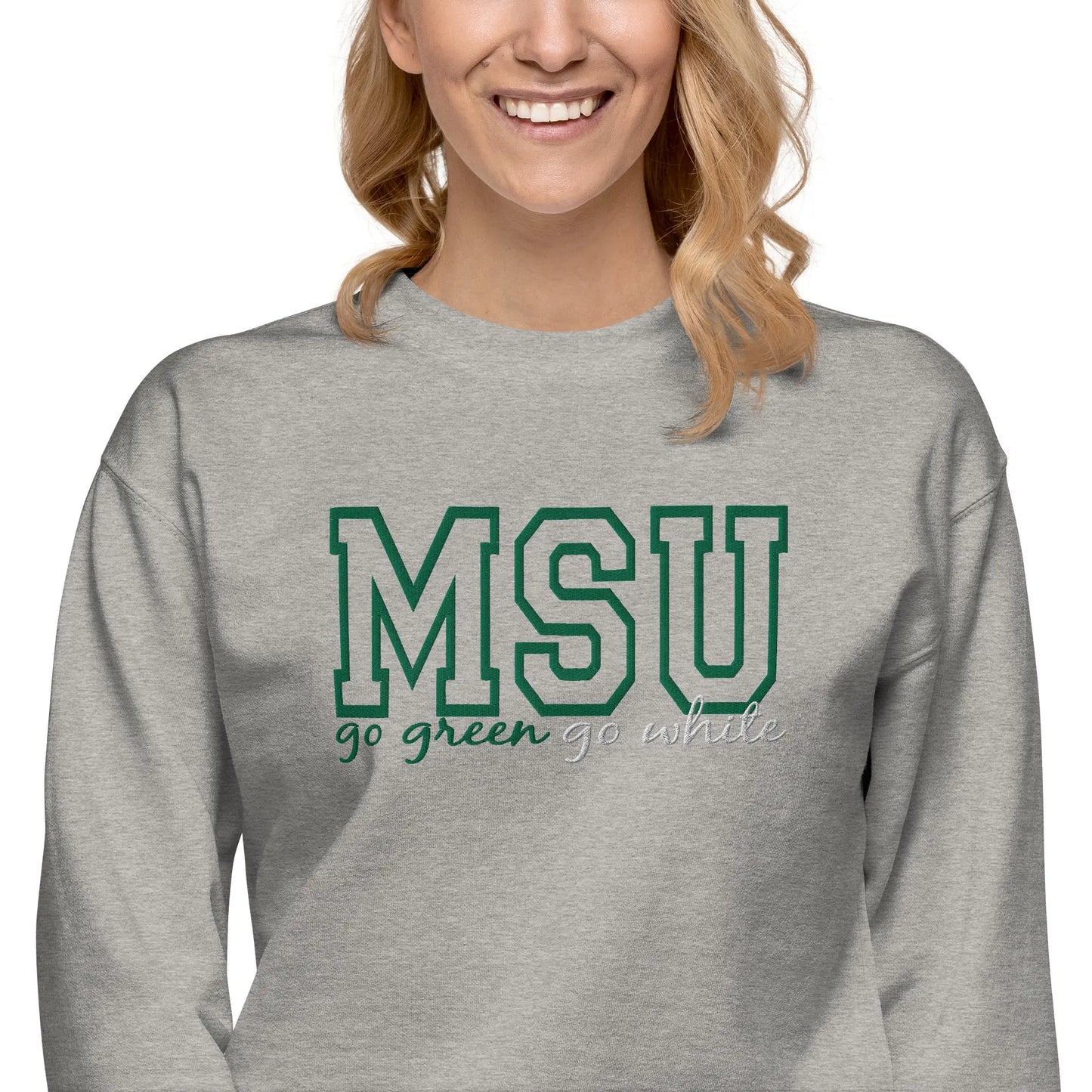 Michigan State University go green go white Unisex Premium Sweatshirt Amazing Faith Designs