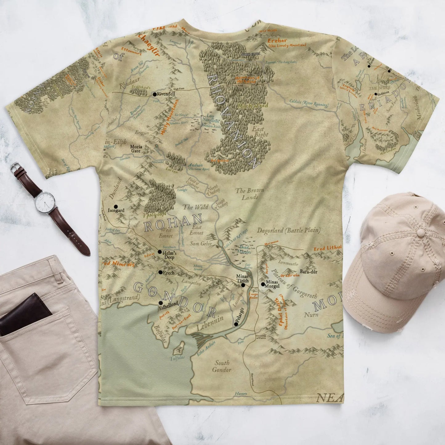 Middle Earth Map Men's t-shirt, Lord of the Rings Map Tshirt Amazing Faith Designs