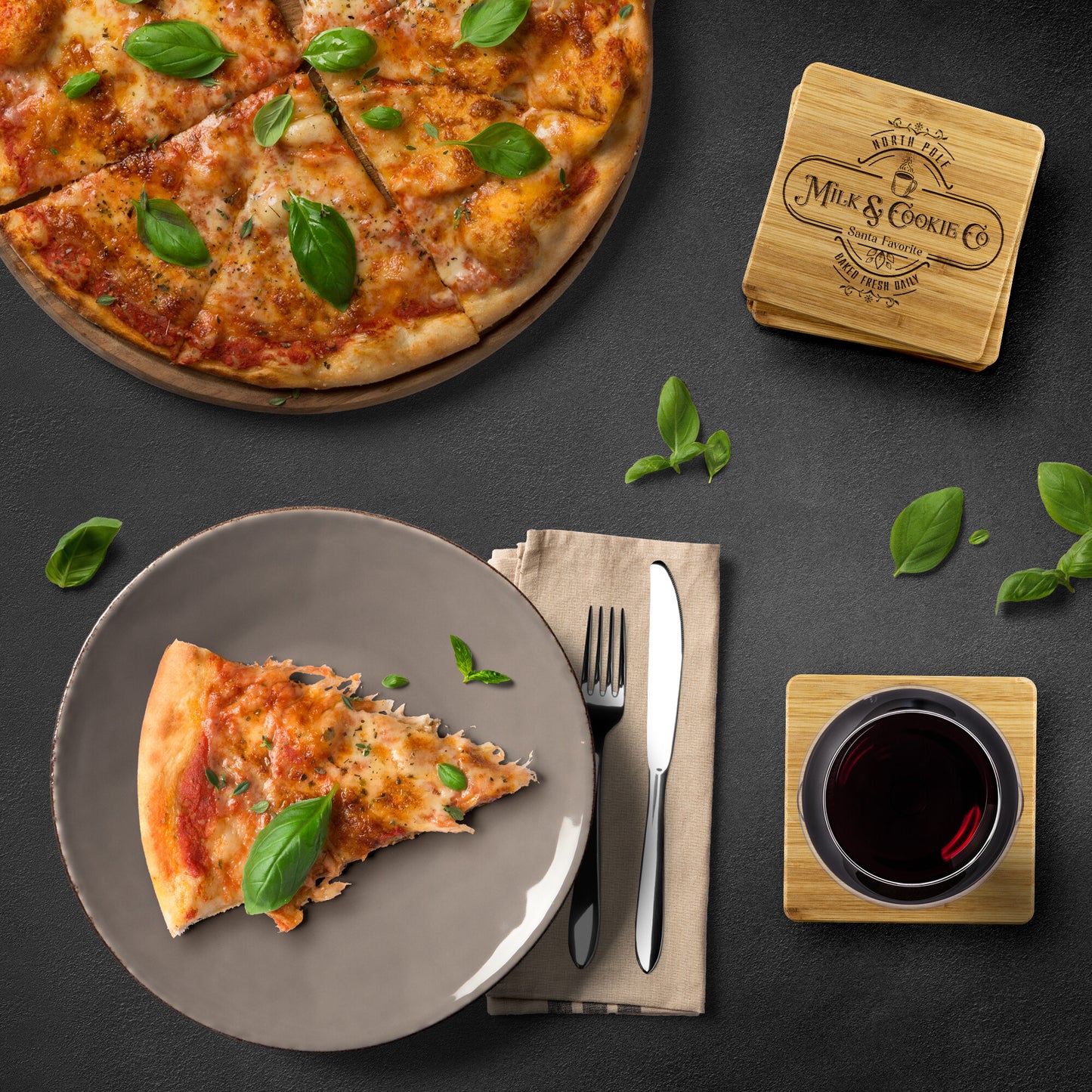 Milk and Cookie Co Christmas Bamboo Coasters - Set of 4 teelaunch