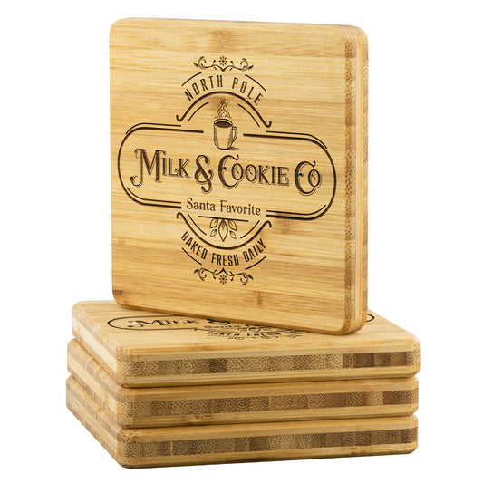 Milk and Cookie Co Christmas Bamboo Coasters - Set of 4 teelaunch