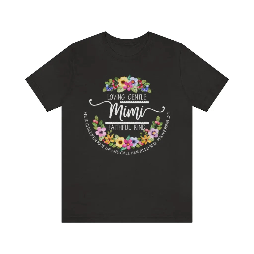 Mimi Floral Scripture Jersey Short Sleeve Tee Printify