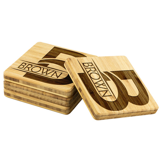 Modern Family Name Monogram Bamboo Coasters - Set of 4 teelaunch