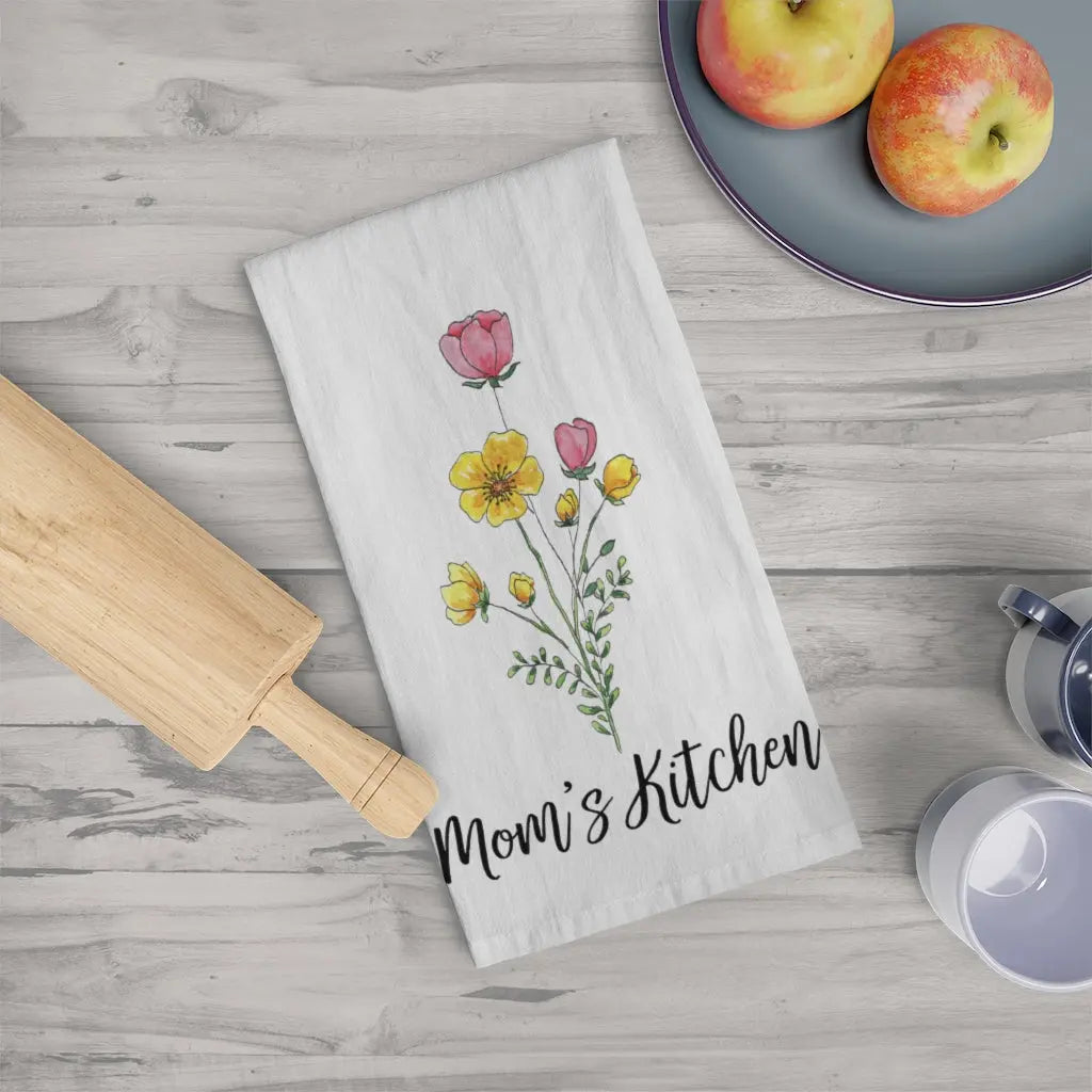 Mom's Kitchen Wildflowers Tea Towel - Personalized Printify