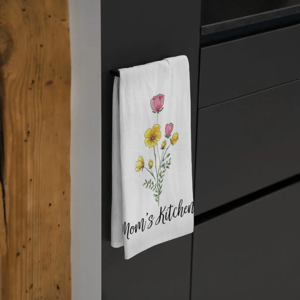 Mom's Kitchen Wildflowers Tea Towel - Personalized Printify