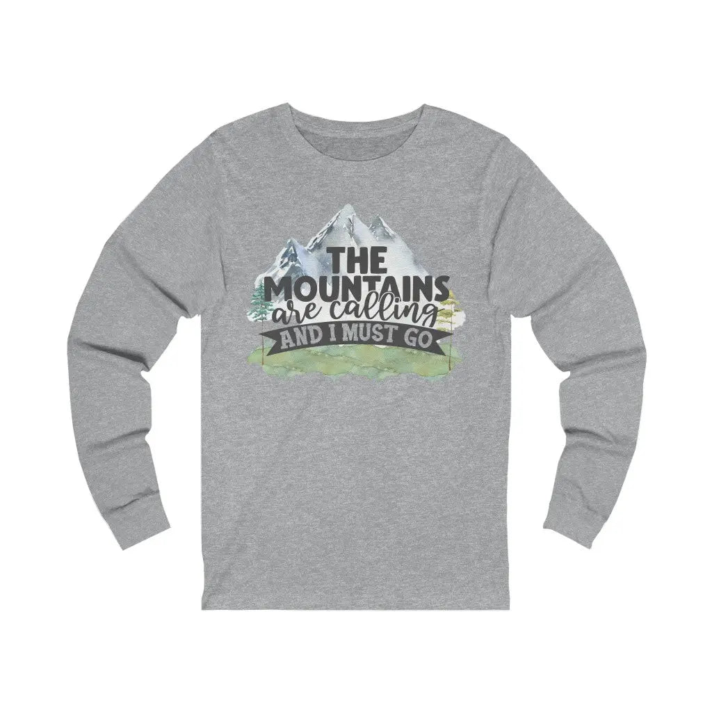 Mountains Are Calling Unisex Jersey Long Sleeve Tee, Hiker Tshirt, Adventurer, Nature Lover Gift, Camper Tee Printify