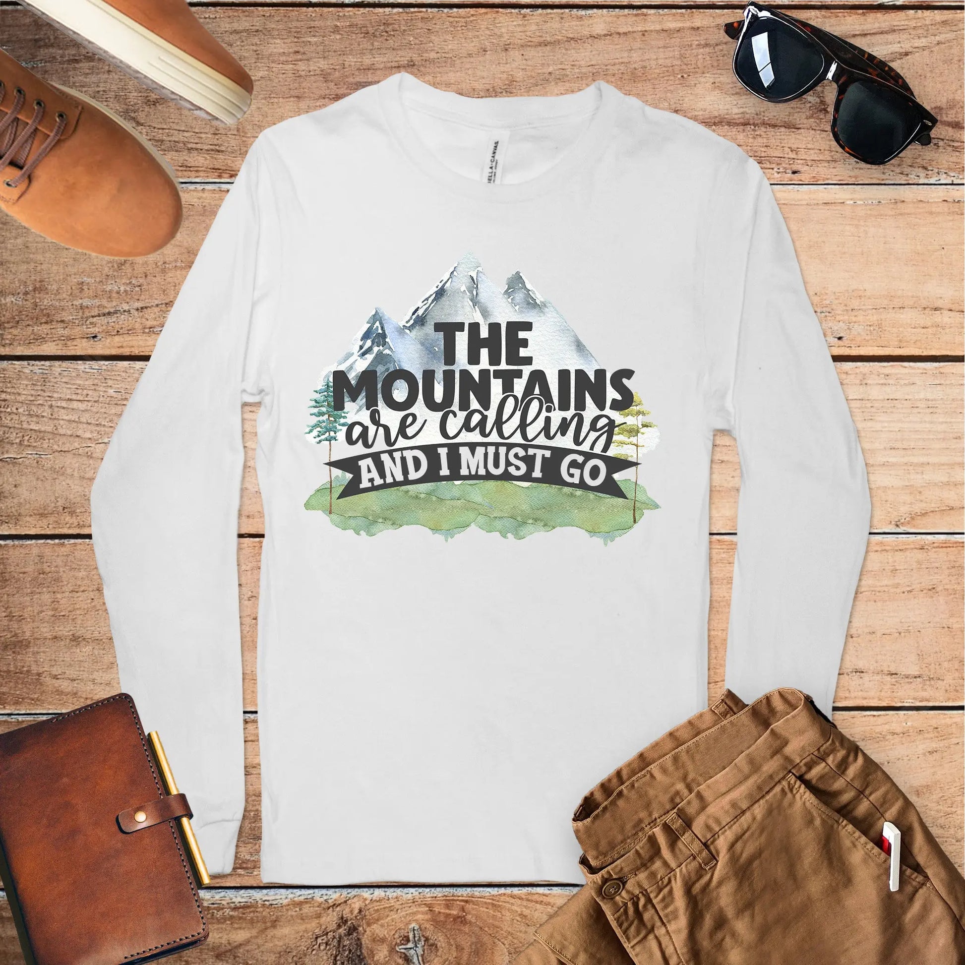 Mountains Are Calling Unisex Jersey Long Sleeve Tee, Hiker Tshirt, Adventurer, Nature Lover Gift, Camper Tee Printify