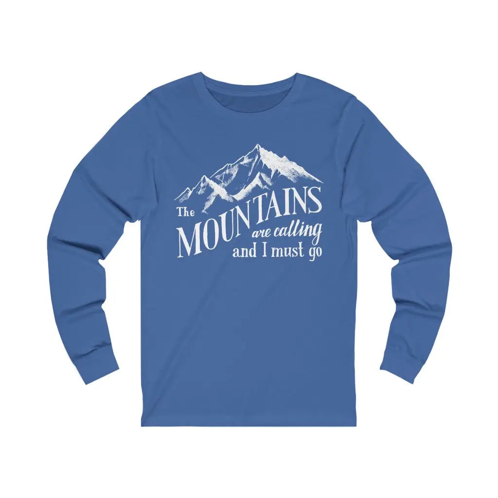 Mountains Are Calling Unisex Jersey Long Sleeve Tee, Hiker, Climber, Adventurer, Nature Lover Gift Printify